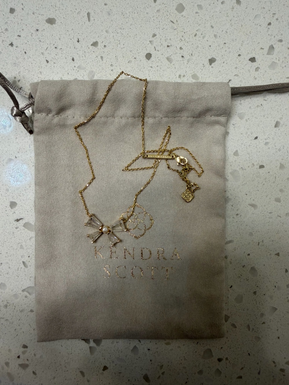 Kendra Scott Bow Necklace in Clear Crystal